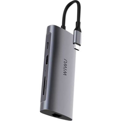 Wiwu Alpha 831HRT 8-in-1 USB 3.0 Type-C HDMI Hub- Gray image