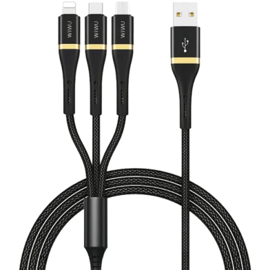 Wiwu ED-104 3A Lightning Type-C Micro Cable 1.2M - Black image