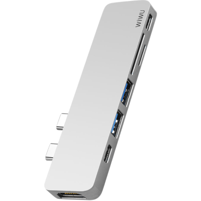 Wiwu T8 7-in-1 USB 3.0 Type-C Hub- Gray image