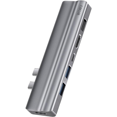 Wiwu T9 8-in-1 Aluminum Alloy USB Type-C HDMI Hub- Gray image