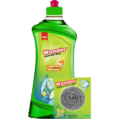 Wonder Dishwash Liquid 500 ml (Buy 1 Get 14 gm Steel Scrubber Free) image