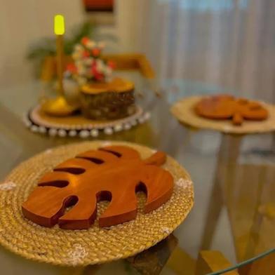 Wooden Leaf Tray, Solid Mahogany Wood image