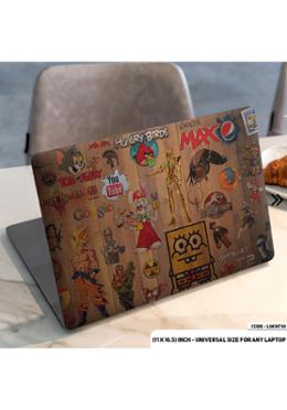 DDecorator Wooden Texture With Cartoon Logo Laptop Sticker image