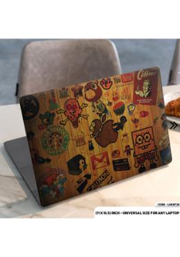 DDecorator Wooden Texture With Social Media Laptop Sticker image