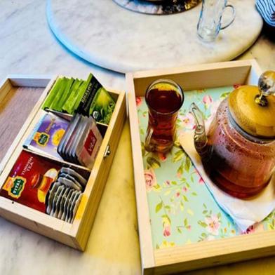 Wooden Tray Plus Teabox Combo image