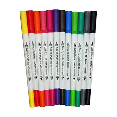 Worison Dual Tip Brush Marker Pens Artistic Watercolour 12 Pcs image