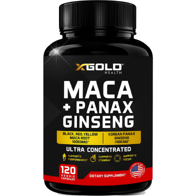 X Gold Health Maca Plus Korean Panax Ginseng 120 capsules (USA) image