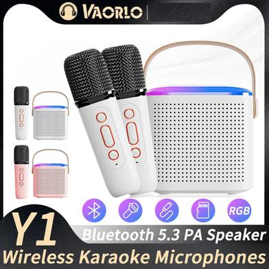 Y1 Wireless Dual Microphones Karaoke Machine KTV DSP System Bluetooth 5.3 PA Speaker HIFI Stereo Surround RGB Colorful LED Light image