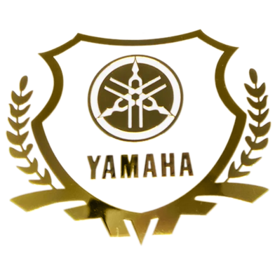 Yamaha Branded Metallic Motorcycle/Car Side Body Badge Emblem Self Adhesive Decals - Golden Color 6.5 X 5.2 cm -1 Piece image