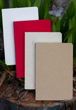 Tent Series Yellowish Page Hand Made Grey, Kraft, Red and Texture White Cover Notebook 4-Pack image