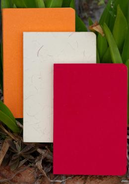 Tent Series Yellowish Page Hand Made Texture Grey, Orange and Red Cover Notebook 3-Pack image