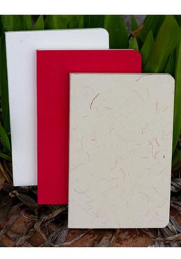 Tent Series Yellowish Page Hand Made Texture Grey, Red and Texture White Cover Notebook 3-Pack image