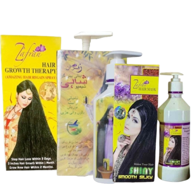 Zafran Hair Loss Combo - Zafran Hair Oil 150ml and Zafran Hair Mask 120ml and Zafran Hair Shampoo 200ml image
