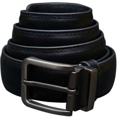 Zays Handcrafted Genuine Leather Belt For Men Dash Premium Quality Comma Adjustable Comma Stylish And Durable Vertical Bar Best Formal And Casual Leather Belt In Bangladesh Dash ZMB130 image