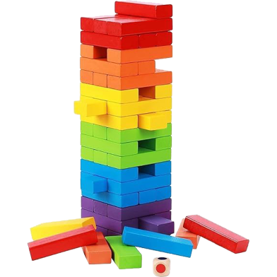 Zenga Blocks Wooden Board Educational Puzzle Game For Adults and Kids Multicolor 54 Pcs image