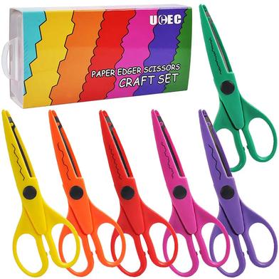 6pcs Craft Scrapbooking Scissors: Decorative Edge ABS Resin, Safe for Kids!