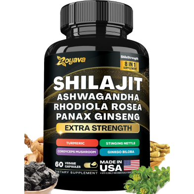 Zoyava Shilajit Ashwagandha Rhodiola Rosea Panax Ginseng 60 Veggie Capsules -483474495 image
