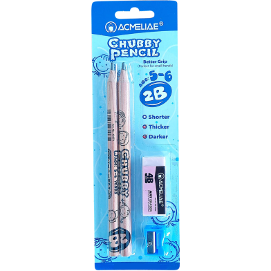  2B Acmeliae (43070) Chubby Pencil Age 5-6 With 4B Art Eraser And Sharpener 3 PCS Set image