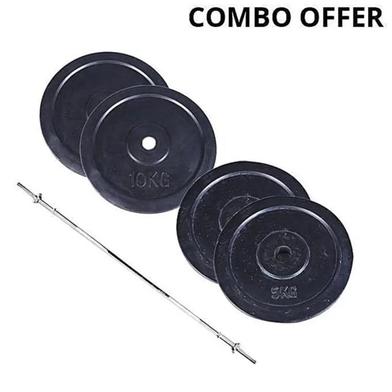  Adjustable Weight Lifting Set - 30 kg Black Plate with 3 Feet Bar image