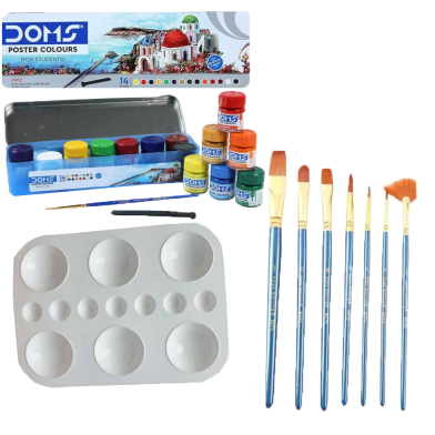  Combo Doms Poster 14color Keep Smiling 7pcs Mix Brush 1set Artists Color Platte 1pcs image