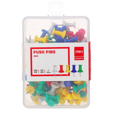 Deli Color Push Pin 1Box (Assorted) - E0031 : Deli 