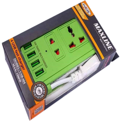  Maxline ML-604 4 USB Ports Travel Multi Charger And Extension Socket With 6 Feet Cable image