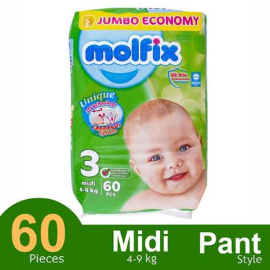  Molfix Belt System Baby Diaper (3 midi Size) (4-9 kg) (60pcs) image