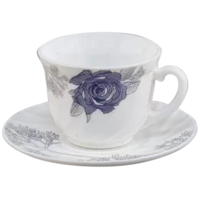  Opal Glass Cup and Saucer 12 Pcs Set image