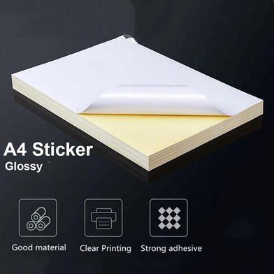  Premium Quality White Glossy Self Adhesive Sticker Paper- 50 Pcs image