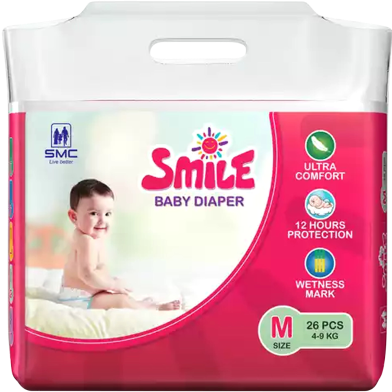  SMC Smile Belt System Baby Diaper (Size-M) (4-9kg) (26Pcs) image