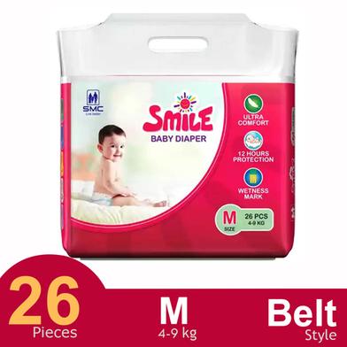  SMS Smile Belt System Baby Diaper (Size-M) (4-9kg) (26Pcs) image