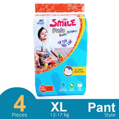  Smile Pant System Baby Diaper (Size-XL) (12-17kg) (4Pcs) image