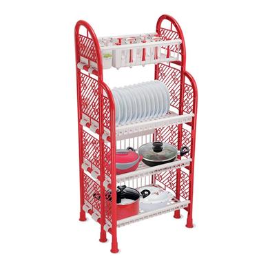  TEL Queen Kitchen Rack 4 Step- Red And White image