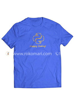 Python Happy Coding T-Shirt - Royal Blue Color (M) image