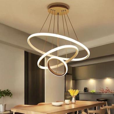 blissbells Modern Double 3 Ring LED Chandelier Lamp (Warm White, Gold) image