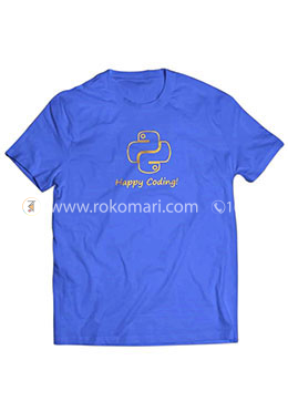 Python Happy Coding T-Shirt - Royal Blue Color (S) image