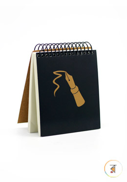 Golden Pen - Spiral Pocket Notepad [300 Pages) [Black Cover] [Off-White Paper] image