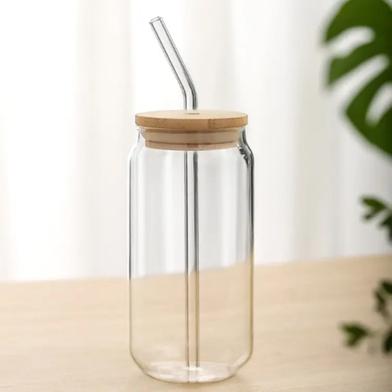 kaqer 510ml Mason Jar with Lid and Straw Wide Mouth Mason Jar Drinking Glasses Tumbler, Glass Sipper Tumbler Mug for Kids and Glass Cup with Lid and Silicon Straw Kids Juice image