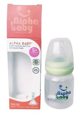 lpha Baby Feeding Bottle with Silicone Nipple 60ml - Light Green image