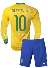 Brazil NEYMAR JR 10 Home Jersey : Special Full Sleeve with short pant image