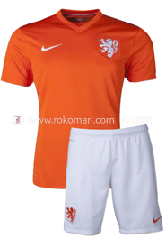 Netherlands Home Jersey : Special Half Sleeve Jersey with Short Pant (for Kids) image