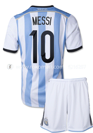Argentina MESSI 10 Home Jersey : Special Half Sleeve Jersey With Short Pant (For Kids) image
