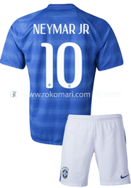 Brazil NEYMAR JR 10 Away Jersey : Special Half Sleeve Jersey With Short Pant (For Kids) image