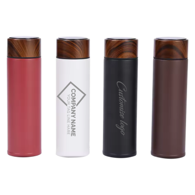 Stainless Steel Vacuum Flask Thermos Cup With Wooden Cove image