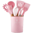 12 Pcs Silicone Cooking Utensils Set Non-Stick Spatula Shovel Wooden Handle Cooking Tools Set image