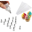 14 Pcs Nozzle Set - (1 Pcs Silicone Icing Piping Cream Pastry Bag Plus12 Pcs Stainless Steel Nozzle Pastry Tips Converter DIY Cake Decorating Tools) image
