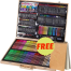 251 Pcs Art Tools Painting Set for Kids Children Drawing Art markers Pen Crayons Oil pastels for Kids with Wooden Case - Free Handmade Drawing Pad A5 Size 20 Pages image