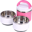 3 Layer Lunch Box Set Pink and White image