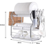 3 Tier Stainless Steel Dish Drainer Rack with Cutlery, Knife and Cutting Board Holder for Kitchen Countertop image