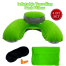 4In1 Double Part Inflatable Travelling Pillow Set With Eye Mask Ear Plug And Pouch Air-inflated is Soft And Comfortable (travelling_pillow_2_green) Light Green image